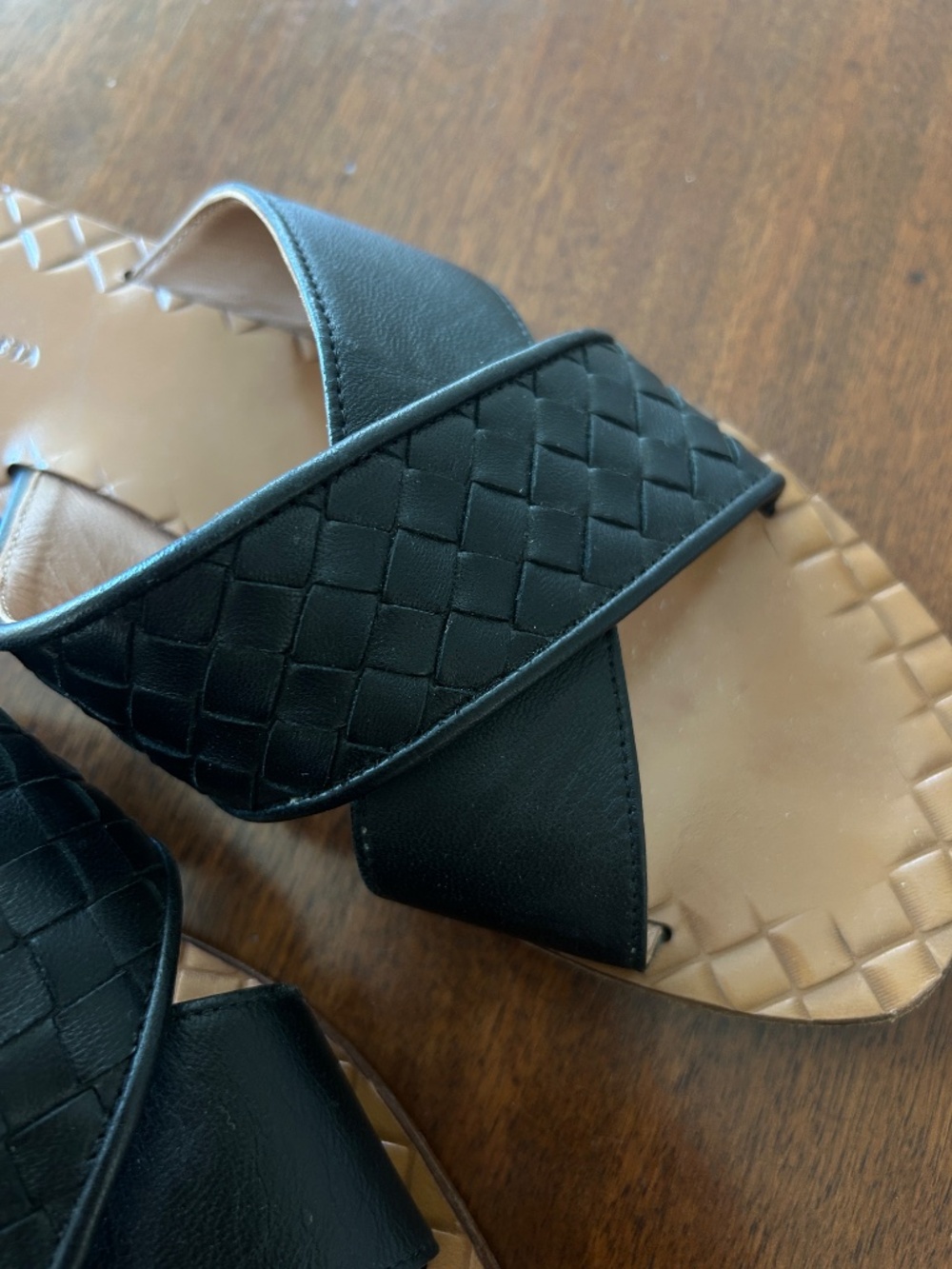 Bottega Veneta Black Criss Cross Intrecciato Leather Ravello Slide - Size 38 - Picture 6 of 6